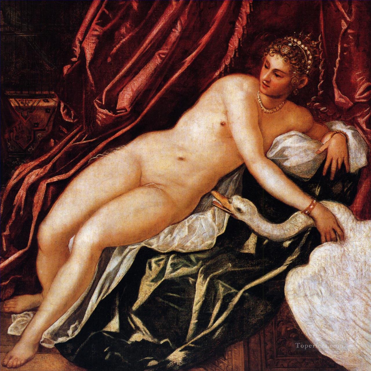 レダと白鳥 イタリア ルネサンス ティントレット油絵